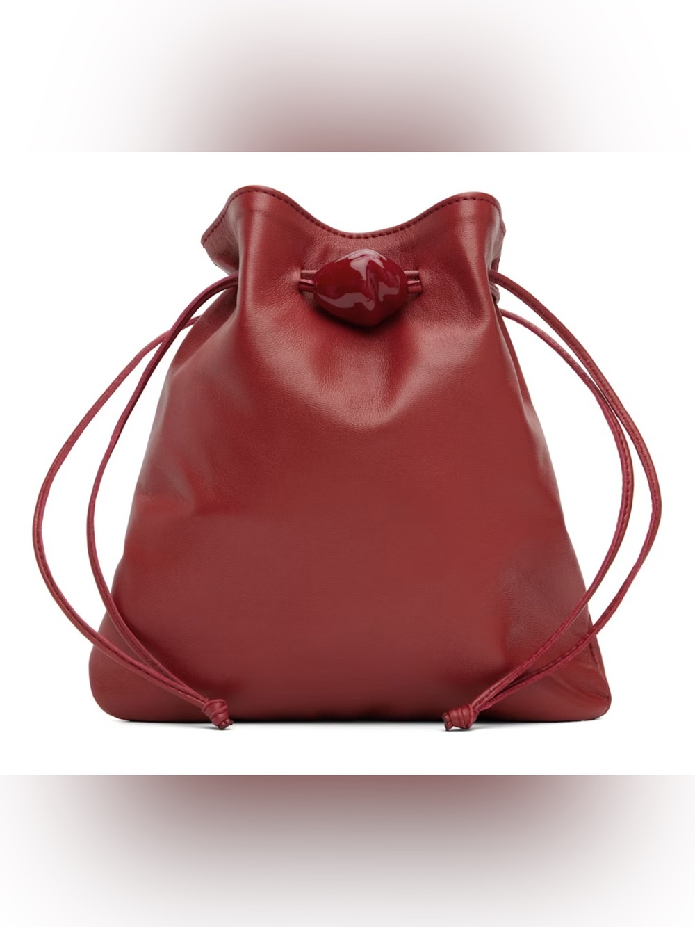 Ayllon Australia Casilda Pouch Red Lambskin Leather Drawstring Bag Glass Pendant